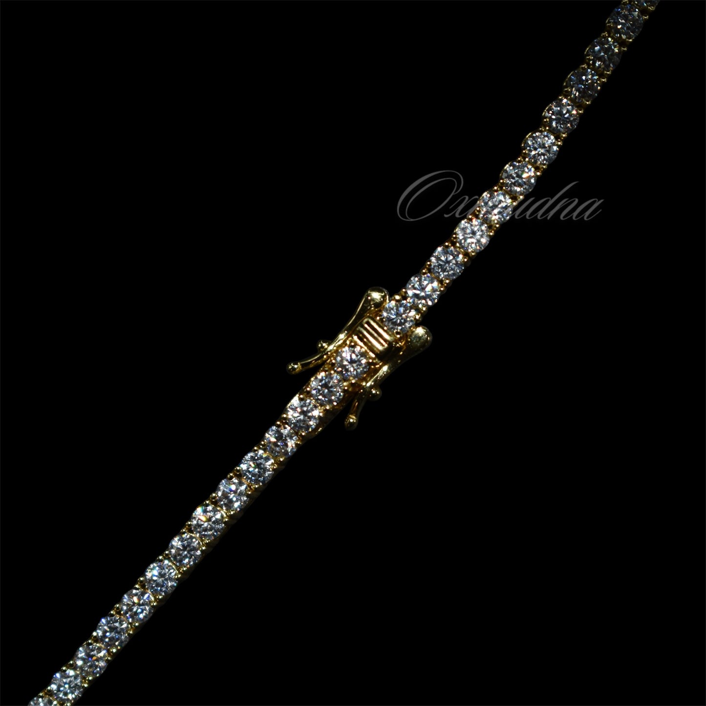 Moissanite Tennis Necklace 3mm 20” 925 Sterling silver Yellow Gold