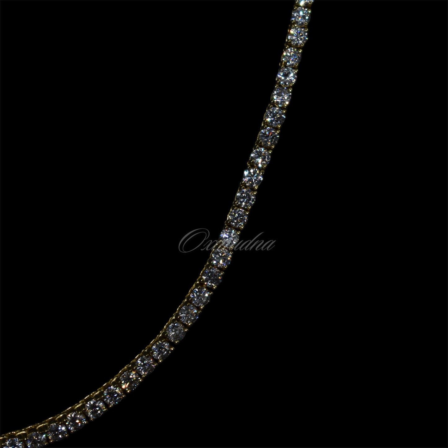 Moissanite Tennis Necklace 3mm 20” 925 Sterling silver Yellow Gold