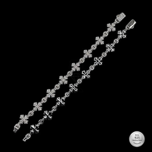 D Color Moissanite Cross Bracelet 925 Silver 8.5”