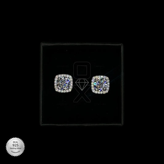 8mm 4+CT Moissanite Cluster Earrings 925 Sterling Silver