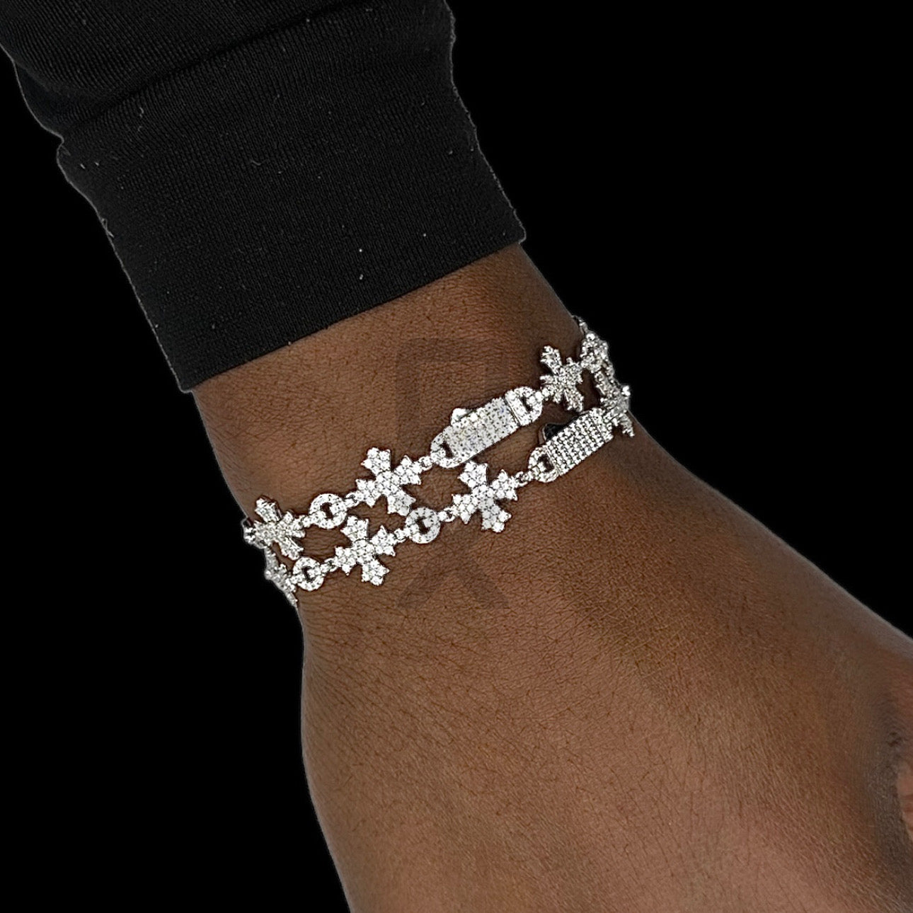 D Color Moissanite Cross Bracelet 925 Silver 8.5”