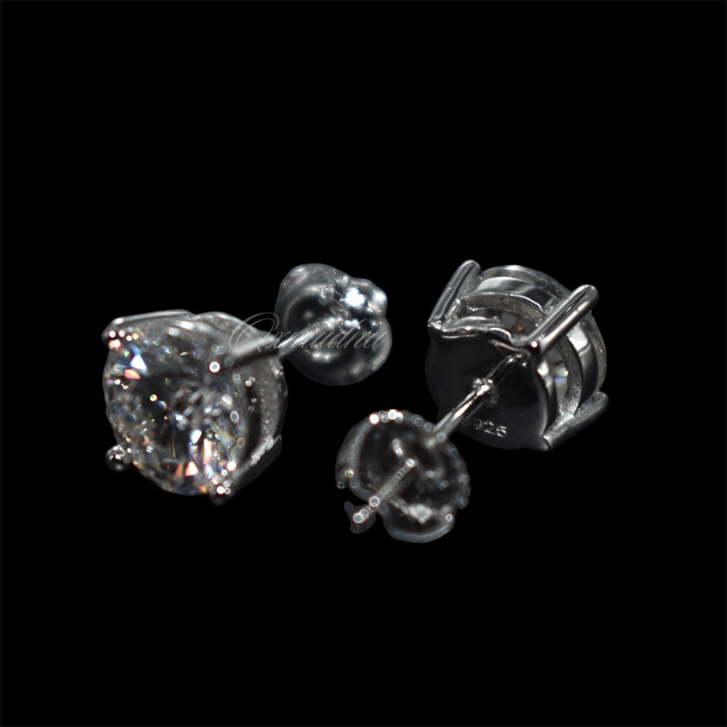 Real Moissanite Stud Earrings 925 Silver Mens Ladies 4CT TW 8MM