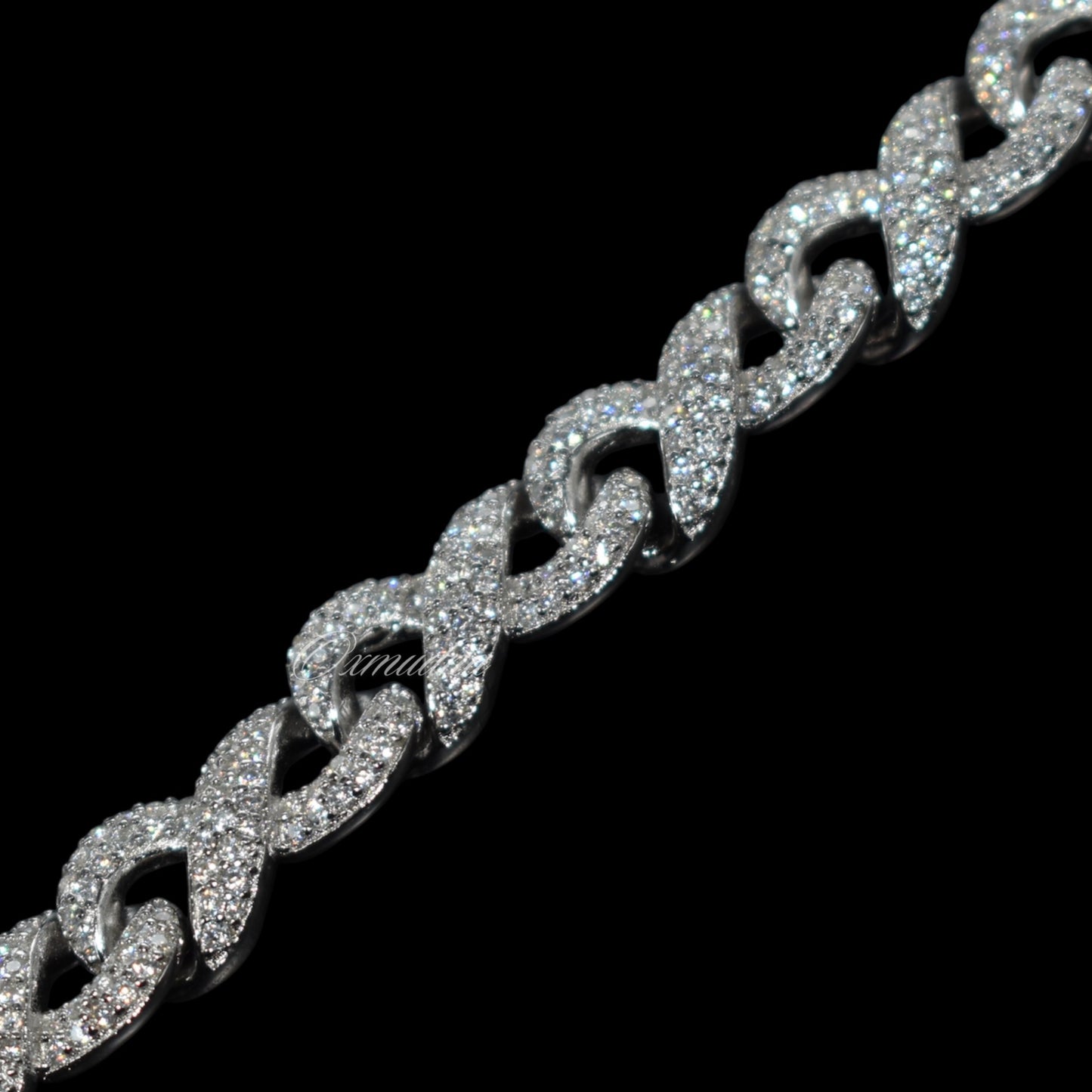 MOISSANITE Infinity Link Bracelet 925 Sterling Silver 10mm (Bubble)