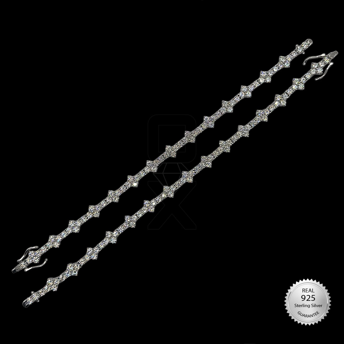 3mm D Color Moissanite Cross Tennis Bracelet 925 Sterling Silver