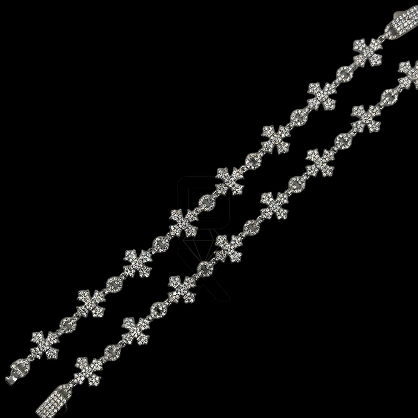 D Color Moissanite Cross Bracelet 925 Silver 8.5”